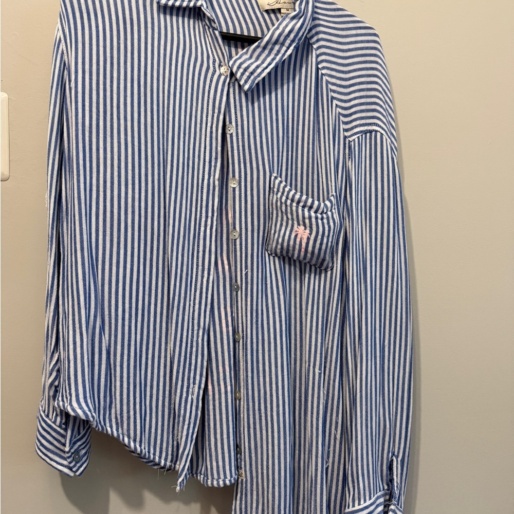 Blue and White Striped Cover Up